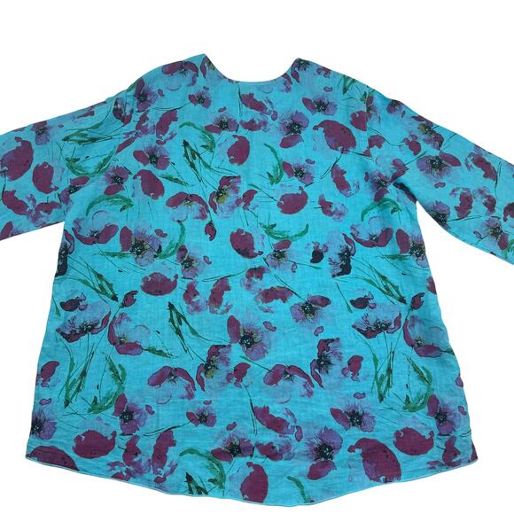 C.M.C. Color Me Cotton Floral Art to Wear Lightweight Button Down Top Women's XL - Picture 4 of 6